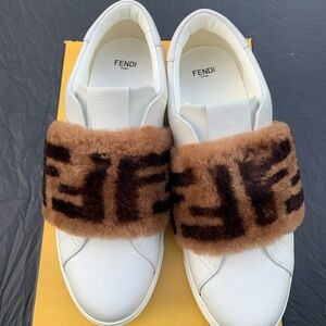 Fendi White and Brown Sneakers